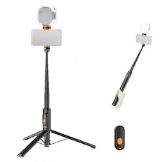 Front. Neewer - 57.9" Selfie Stick & Tripod, Metal Phone Stand with Remote, Compatible with iPhone, Samsung, Android Phones.