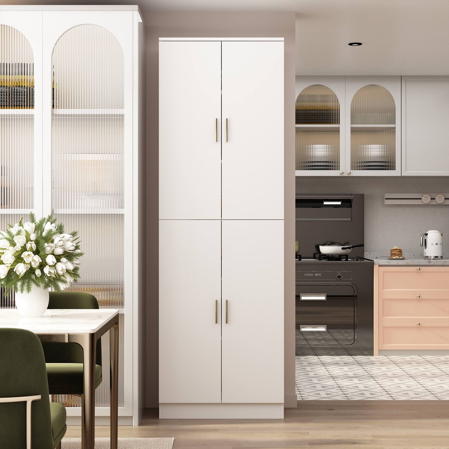 Alt View 9. FUFU & GAGA - FUFU&GAGA Multi - Functional Storage Kitchen Cabinet: Flexible Organization Pantry Cabinet - White.