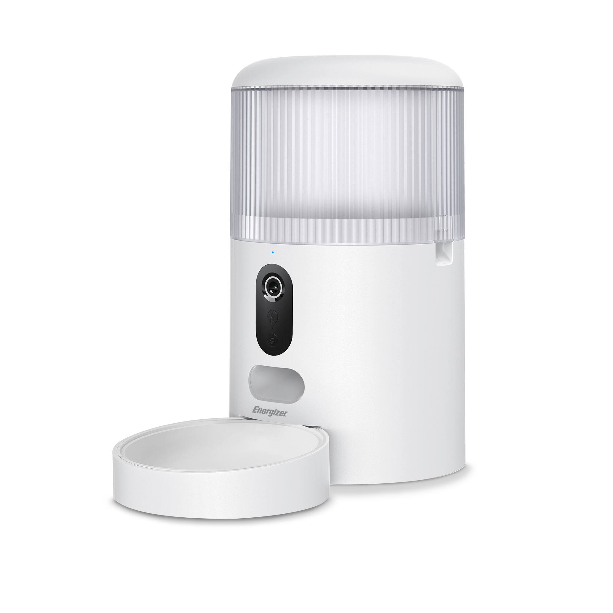 Alt View 5. Energizer - Smart White Pet Feeder: Automatic 2K Camera & Scheduled Feeding - White.