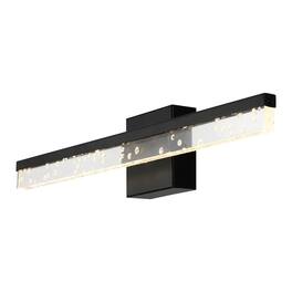 Jonathan Y - Mario 22" 1-Light Modern Contemporary 360-Degree Rotatable Iron/Seeded Acrylic Integrated LED Vanity Light - Black/Clear
