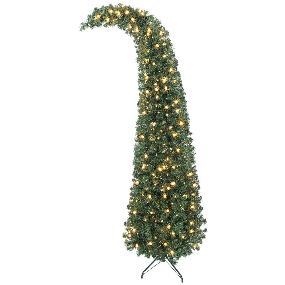 Angle. Lirago - 7ft Christmas Tree 300 LEDs Metal Stand Green - Green.