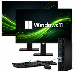 Dell - Refurbished Excellent - 3040 Tiny Desktop Computer PC | Intel Core i5-6th 2.5GHz | 16GB RAM | 512GB SSD | Dual 24" LED | KB & Mouse | Win11 - Black