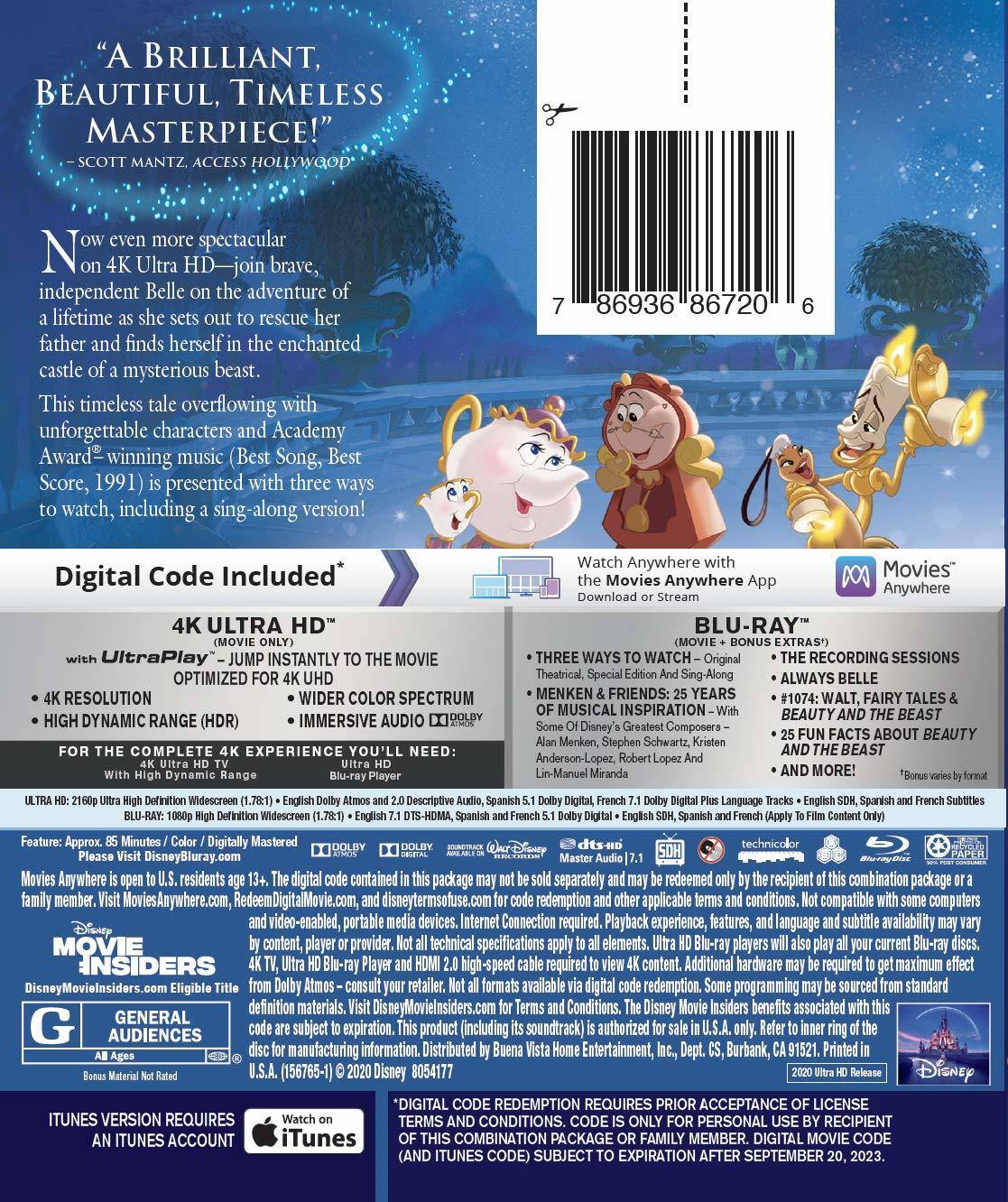 Alt View 1. Beauty and the Beast (The Walt Disney Signature Collection)   - 4K Blu-Ray.