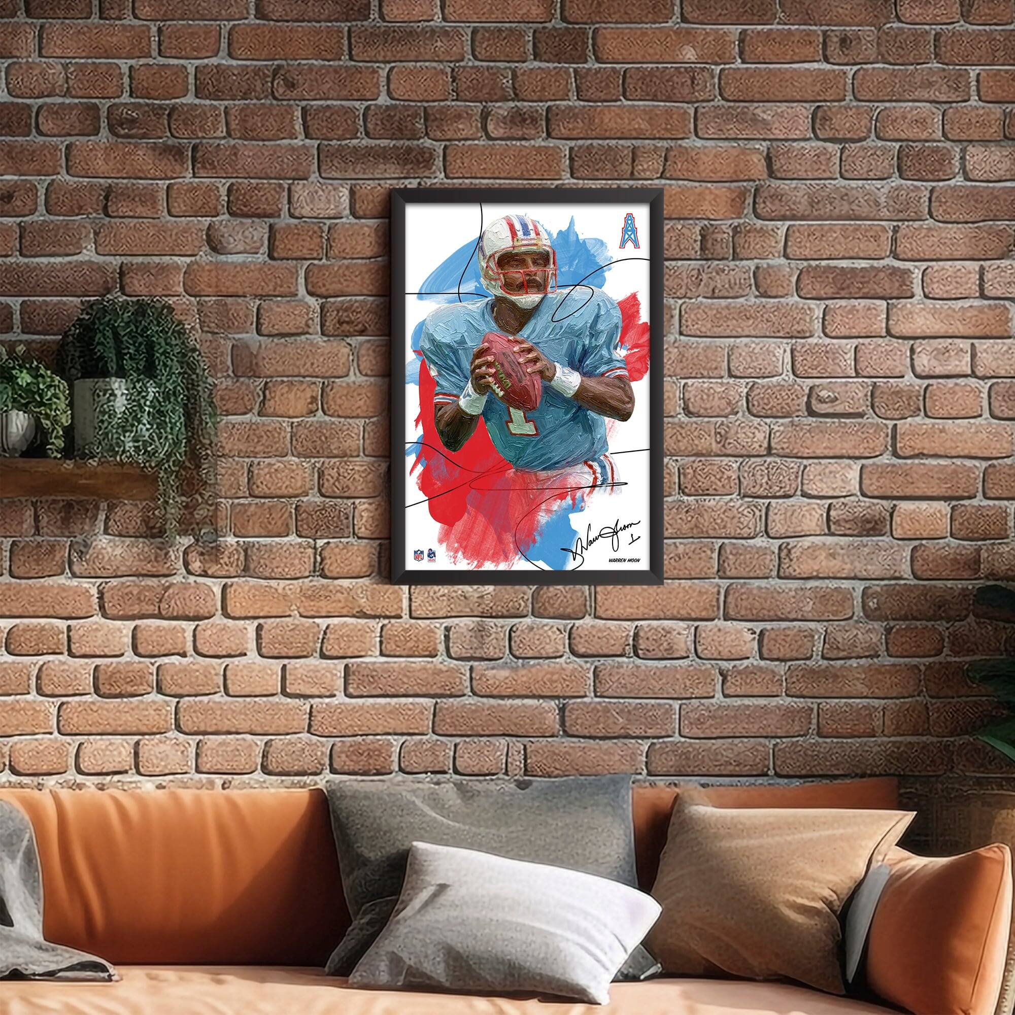 Alt View 1. Sporticulture - Warren Moon Tennessee Titans 14" x 20" Brush Stroke Player Framed Art Print - Multicolor.