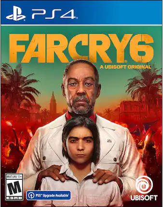 PS4, FARCRY6, A UBISOFT ORIGINAL, MATURE 17+, M ESRB, PS5 Upgrade Available, UBISOFT - M (Mature 17+)