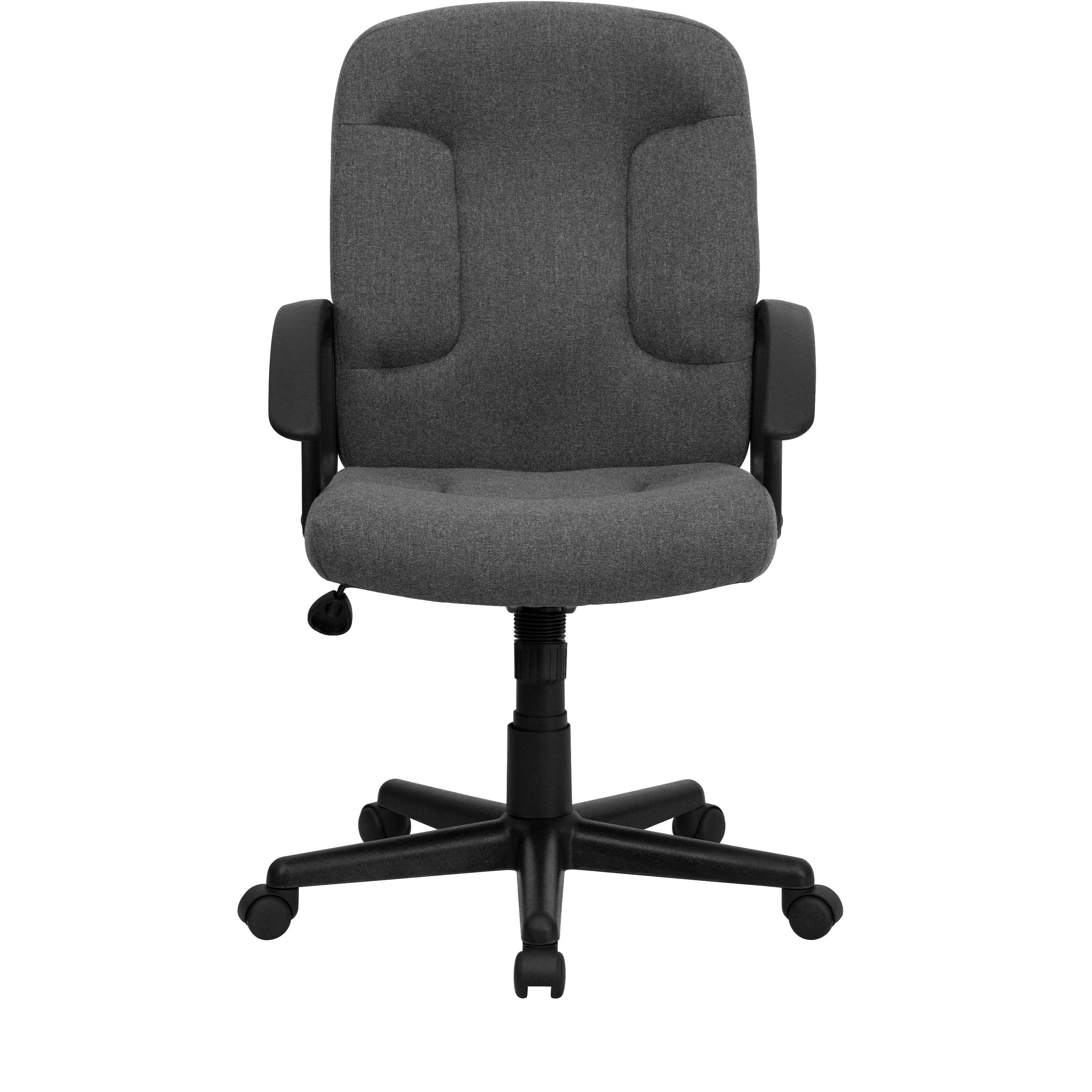 Alt View 7. Emma + Oliver - Mid-Back Fabric Executive Swivel Office Chair with Nylon Arms - Gray.