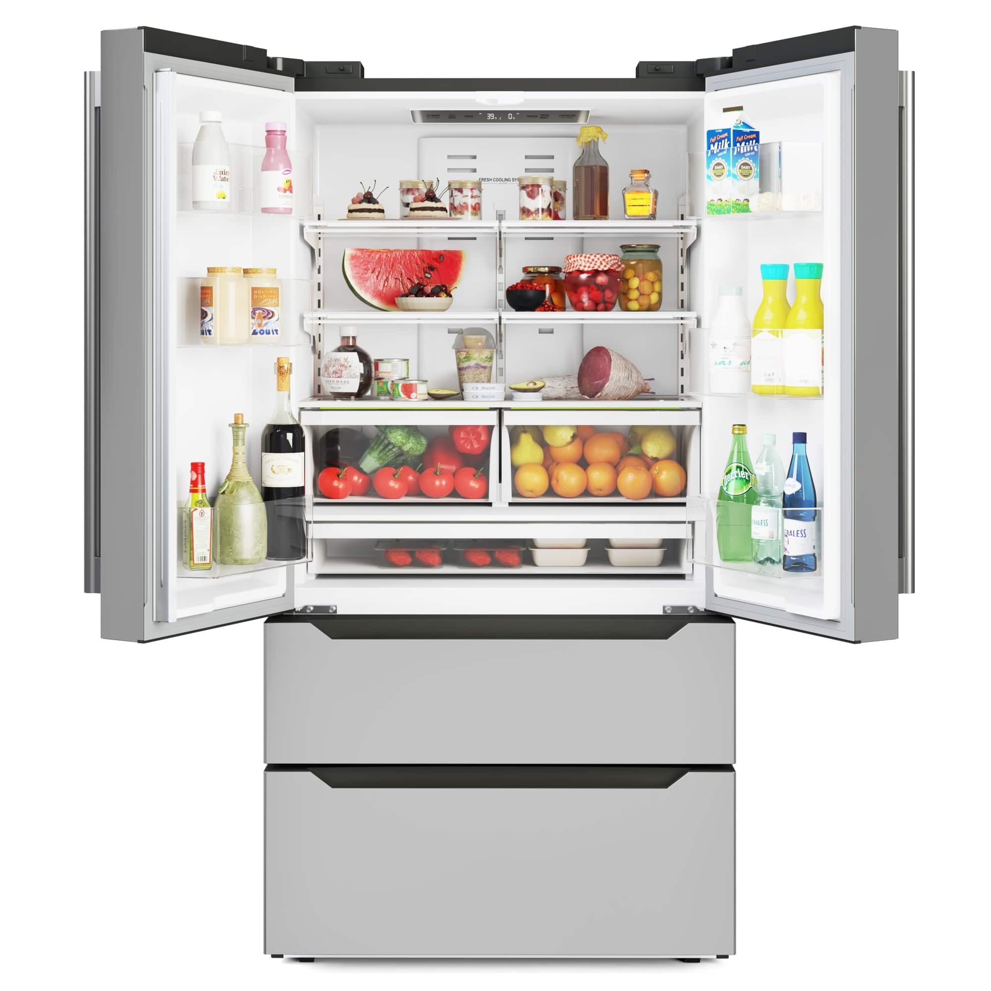 Koolmore - 22.5 Cu. ft. French Door Refrigerator with Automatic Ice Maker, Deep Freezer, 4 Door Fridge -RERFDSS-22C - Stainless-Steel