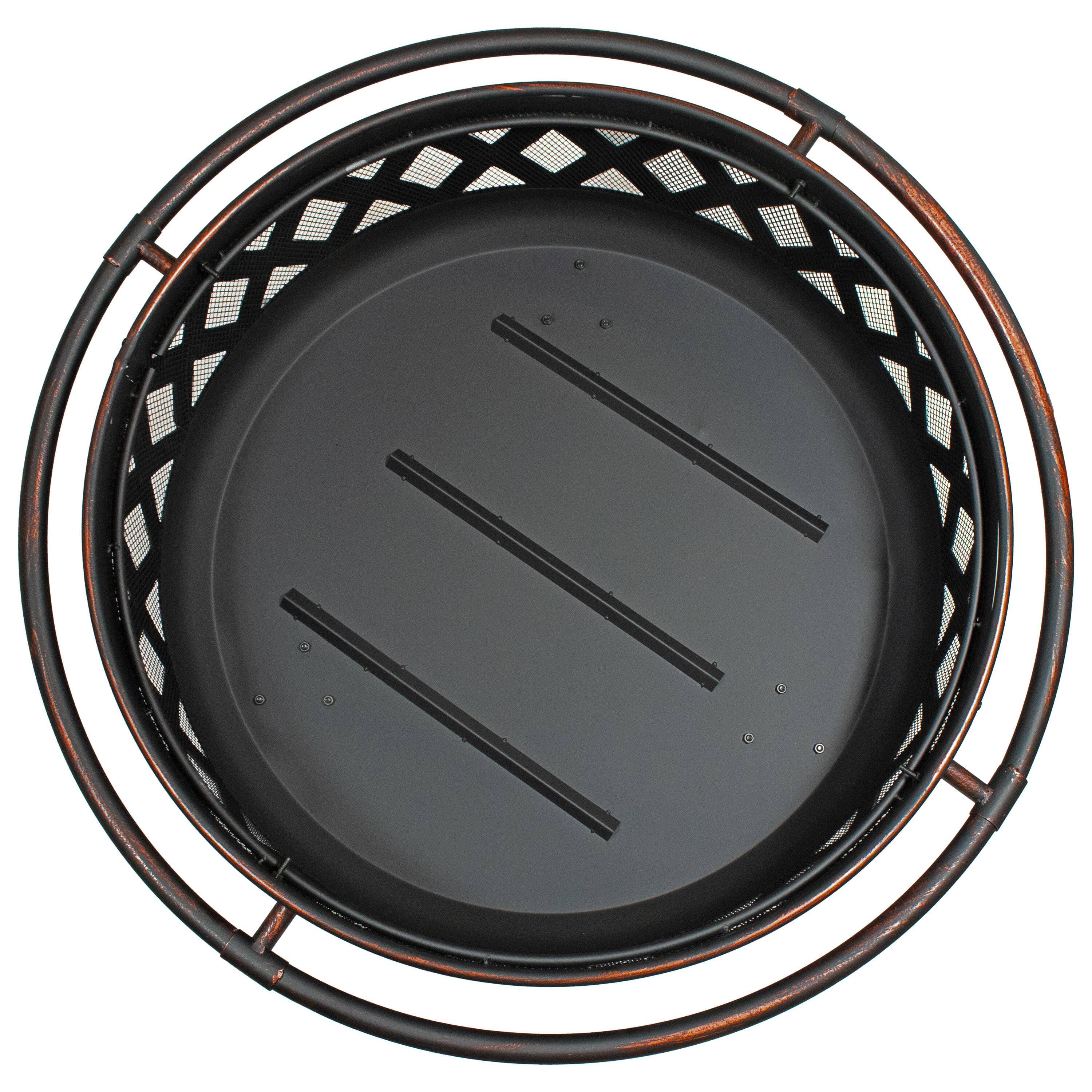 Alt View 10. Sunnydaze - 30 in Crossweave Steel Fire Pit with Screen and Poker - Bronze.