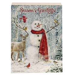 Back. BreeBe - Woodland Snowman & Friends Wooden Block Sign - 5.25"x7" - 3 Asstd. - Multicolor.