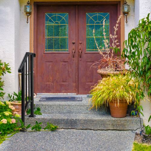 Alt View 9. Winado - Handrails Steps Stair Fits 1-2 Steps, Wrought Iron Hand Rail Stair Railing 1PC for Outdoor Concrete Porch Wooden Steps - Black.