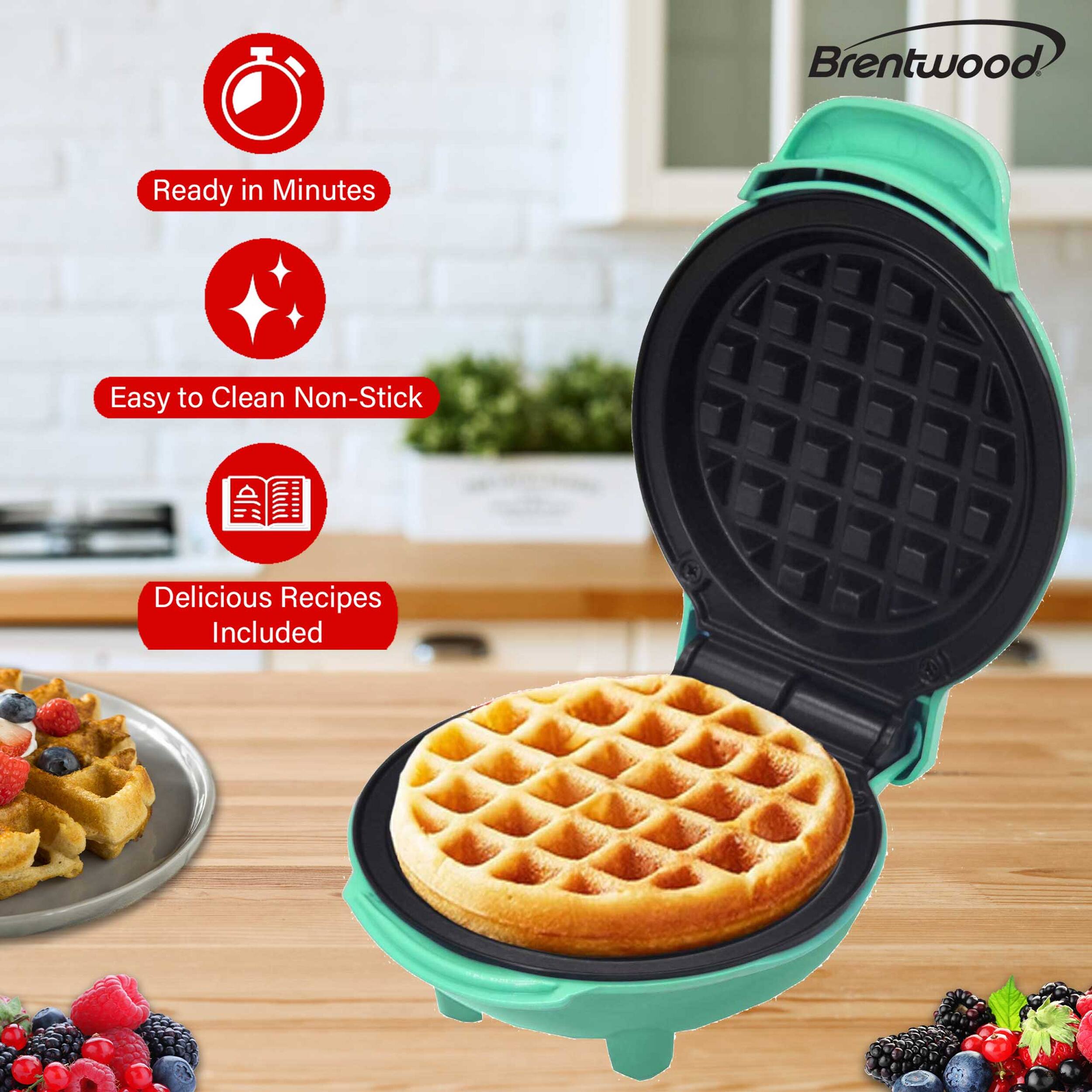 Brentwood. Ready in Minutes. Easy to Clean Non-Stick. Delicious Recipes Included