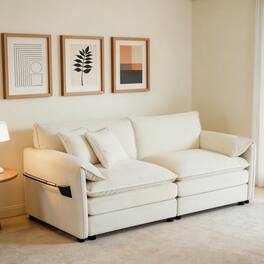 Anysun - Oversized Chenille 2-Seat Loveseat - Modern Deep-Seat Cloud Couch for Living Room, Bedroom, Office, DIY Modular - Beige