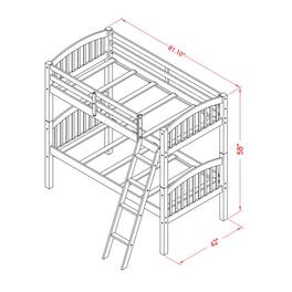 East West Furniture - Youth Bunk Bed White - Brown