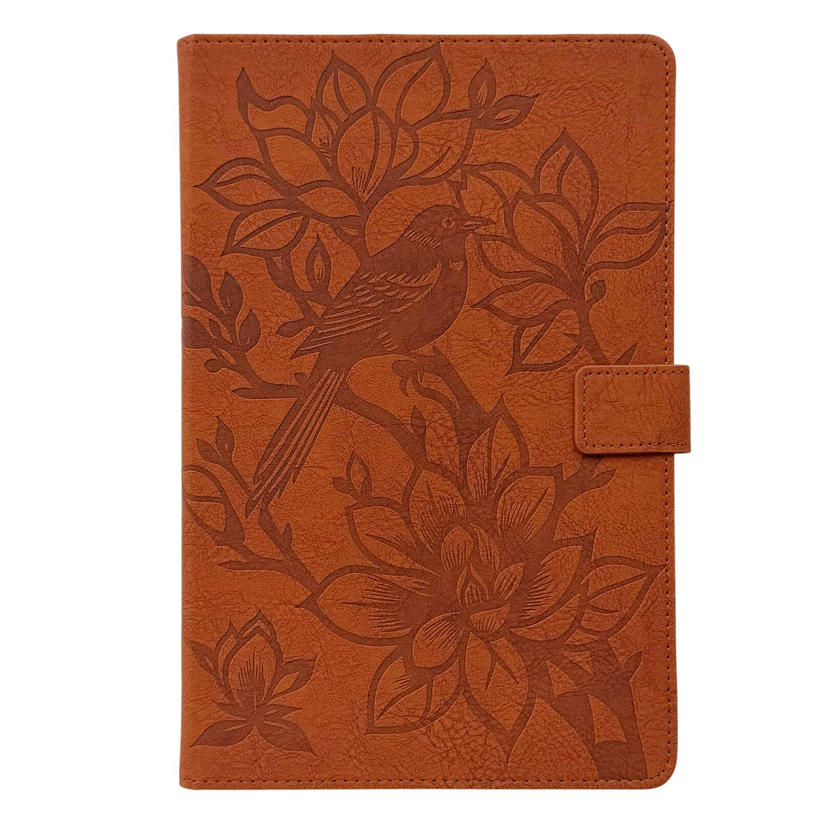 Left. Dteck - Case for Samsung Galaxy Tab S11 (SM-X730)11.0" 2025,Embossed Bird Wallet Folio Stand Cover,Shockproof Faux Leather Shell - Brown.