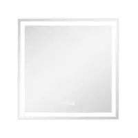 LOVMOR - 30 x 30 Inches Tempered Glass LED Bathroom Mirror with Anti-Fog & 3-Color Dimmable Lighting - silver - Front_Zoom