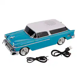 Topteng - Retro Car Bluetooth Speaker – Dual Speakers, TWS, FM Radio & LED Party Lights - Green