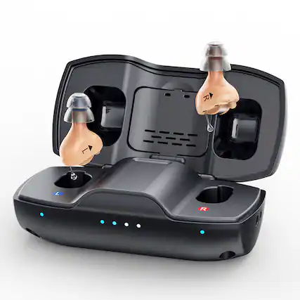 Front. iBstone - iBstone Nova Mini Hearing Aids for Seniors Adults – Superior Sound Quality & Smart Noise Cancelling - Beige.
