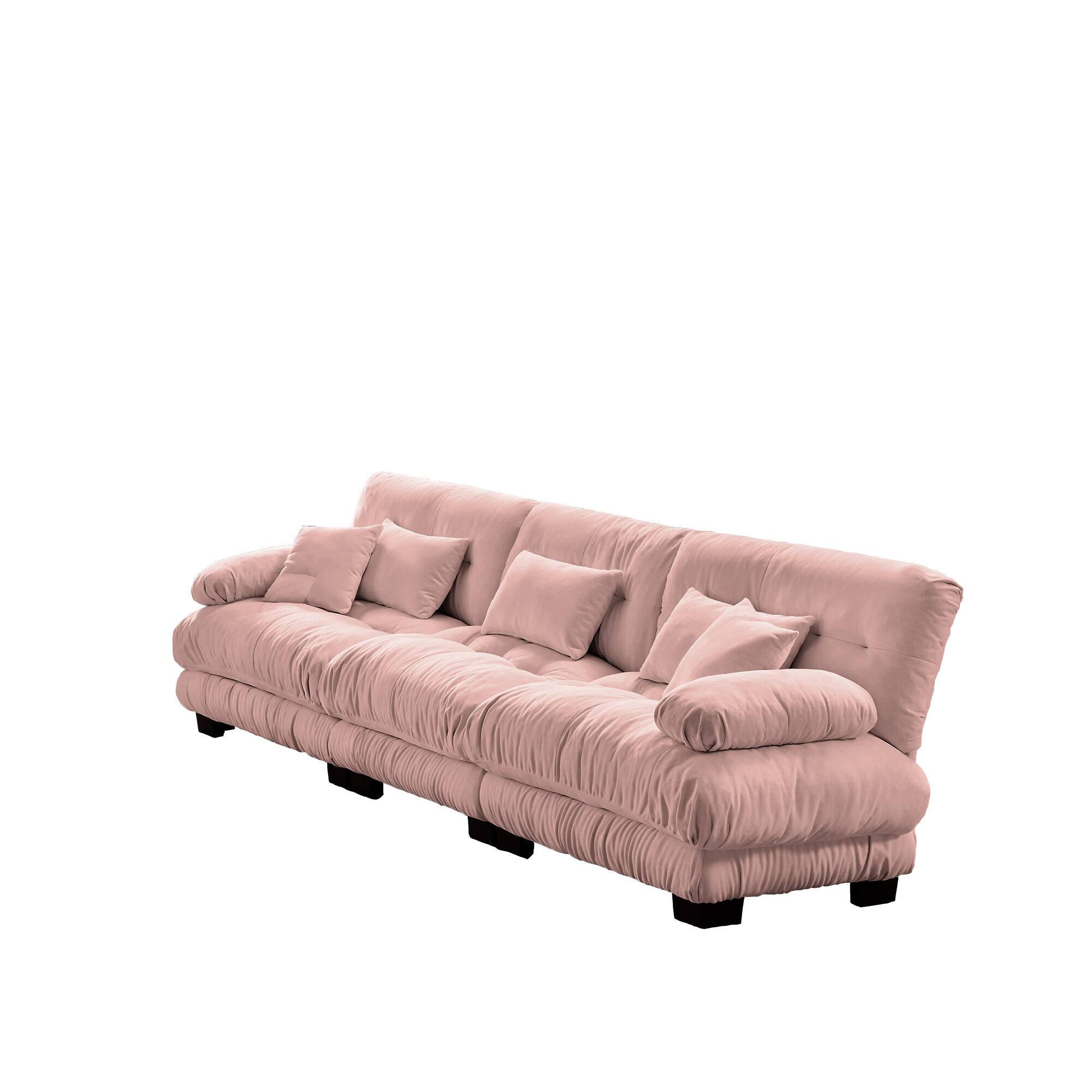 Alt View 7. LOVMOR - 3 Seater Chenille Modular Sectional Couch Deep Seat Compressed Pack For Living Room Apartment Office Plush Den - Pink.