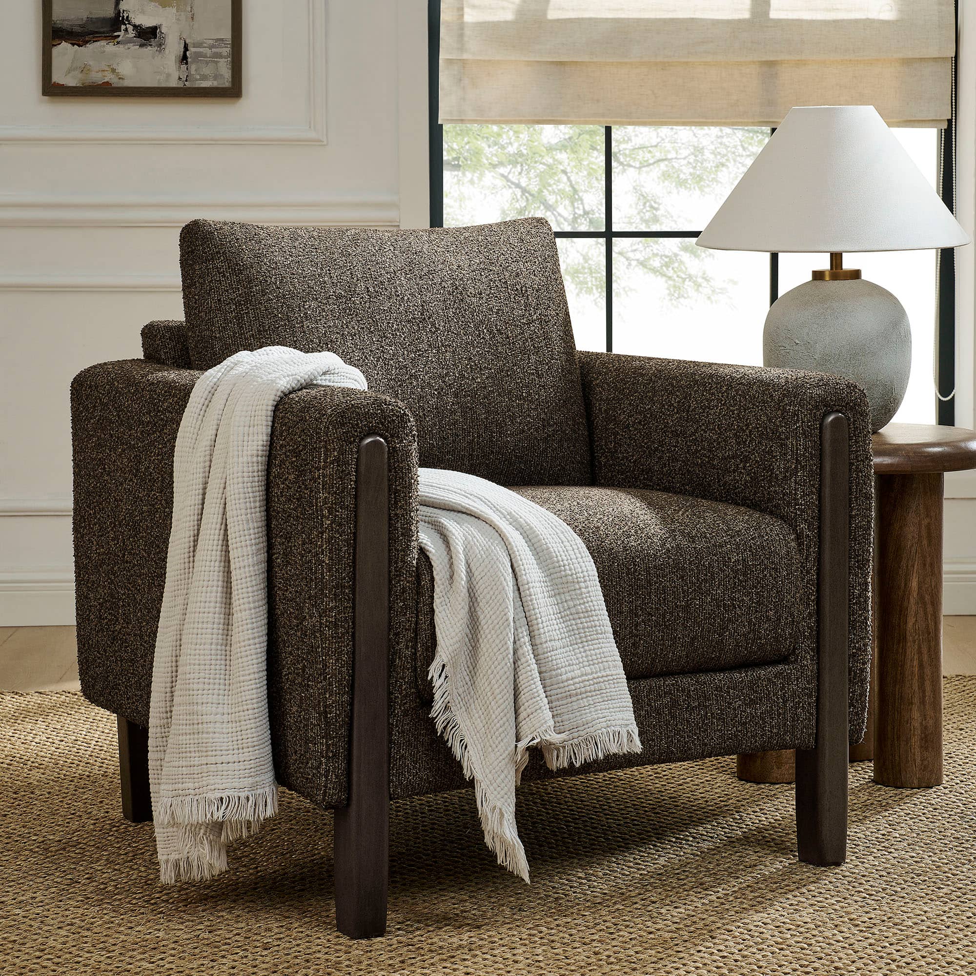 Hawken Boucle Fabric Accent Armchair by Modway - Antique Espresso
