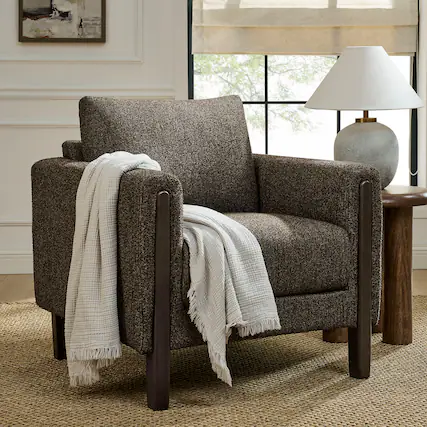 Front. Modway - Hawken Boucle Fabric Accent Armchair by Modway - Antique Espresso.