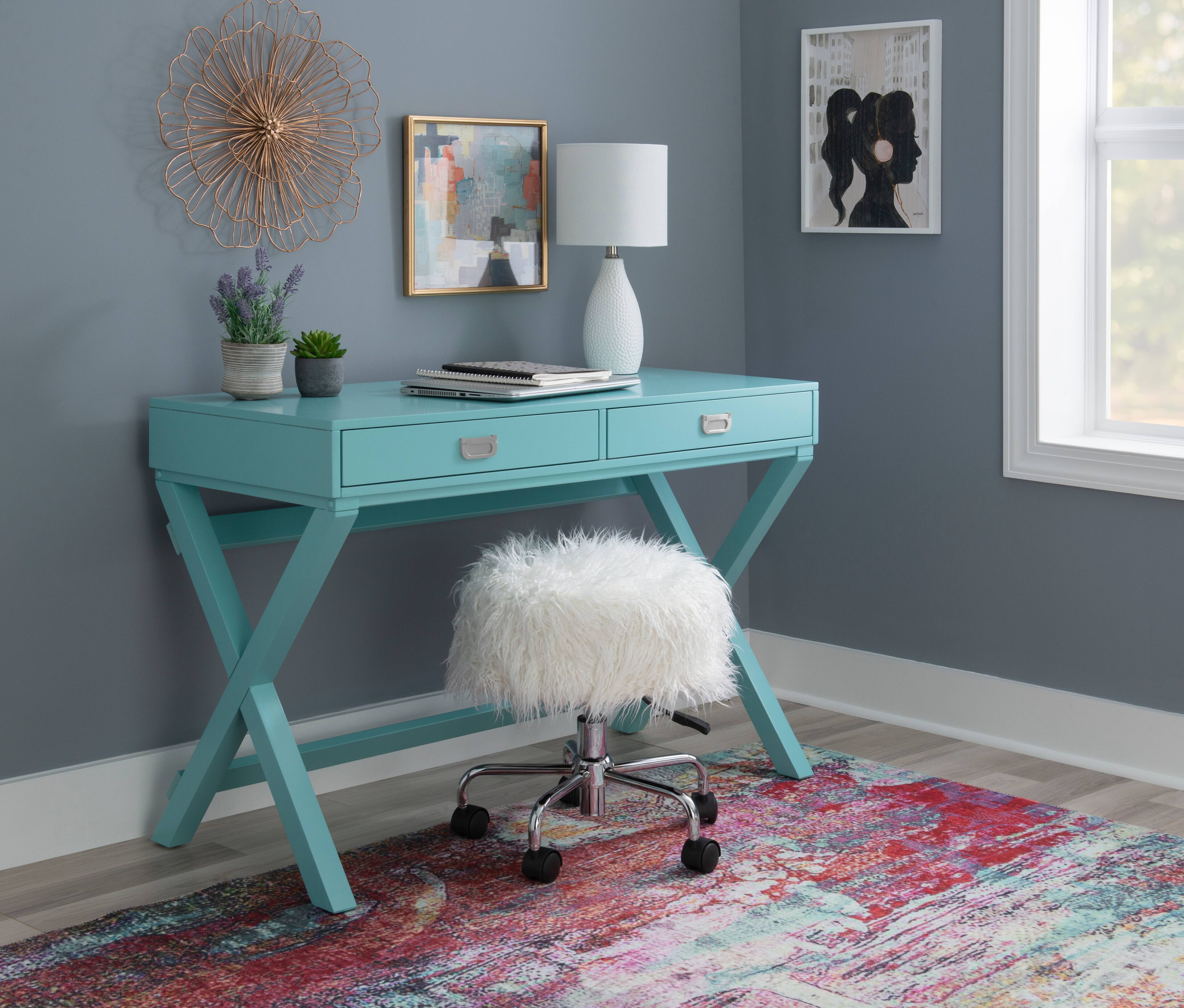 Alt View 17. Linon Home Décor - Penrose Two-Drawer Campaign-Style Writing Desk - Blue.