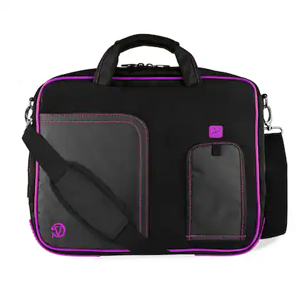 Front. Kitcheniva - Laptop Sleeve Messenger Bag Briefcase For 13" Laptop - Black/Purple.