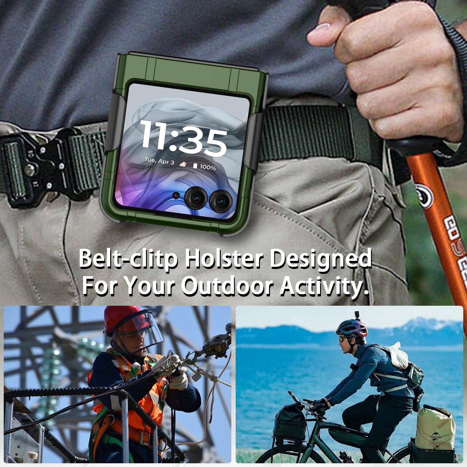 11:35 Tue, Apr 3 100% Belt-clipt Holster Designed For Your Outdoor Activity.