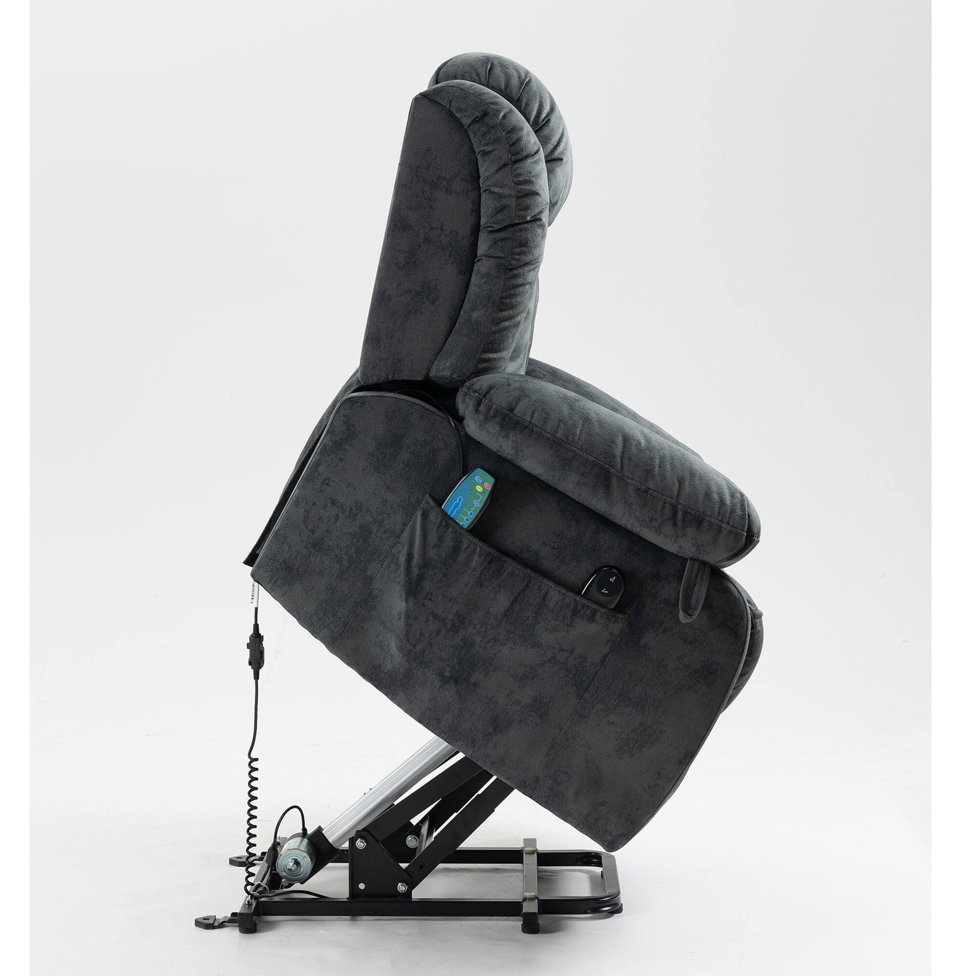 Alt View 3. Boyel Living - Power Lift Recliner Chair for Elderly Massage Heating USB Port Living Room Furniture - Grayish Blue.