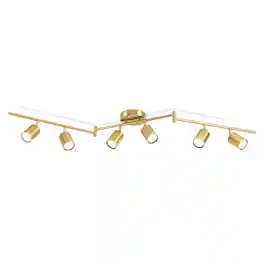 Dazzed Corner - 6-Light Track Lightings Fixtures Ceiling with Foldable Arms(Bulbs Not Included) - Gold