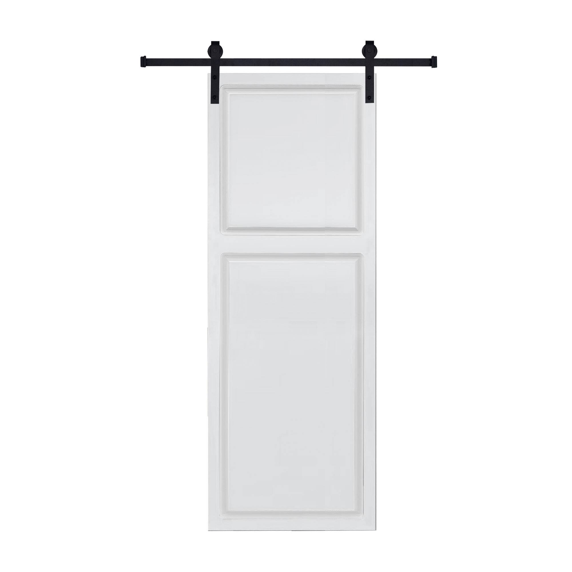 Front. Boyel Living - Milk White Modern 2-Panel Barn Sliding Door 36-in L x 0.75-in W x 80-in H with Hardware Kit - Milk White.