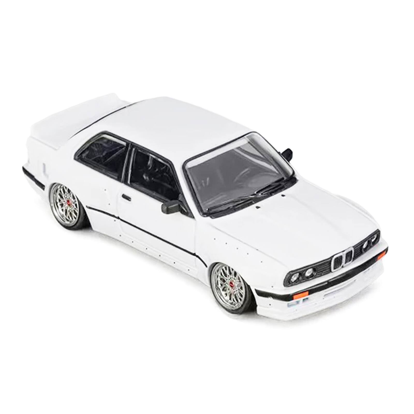 Alt View 1. CM Models - Pandem E30 V1 White with Extra Wheels 1/64 Diecast Model Car by CM Models.