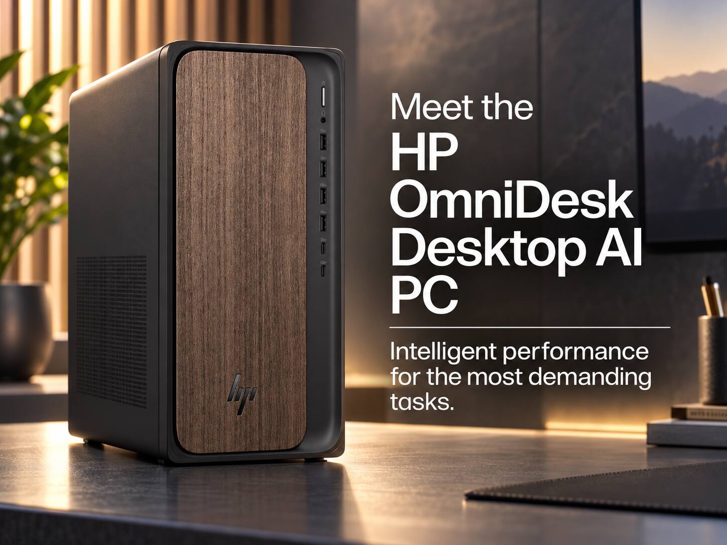 Meet the HP OmniDesk Desktop AI PC  
Intelligent performance for the most demanding tasks.