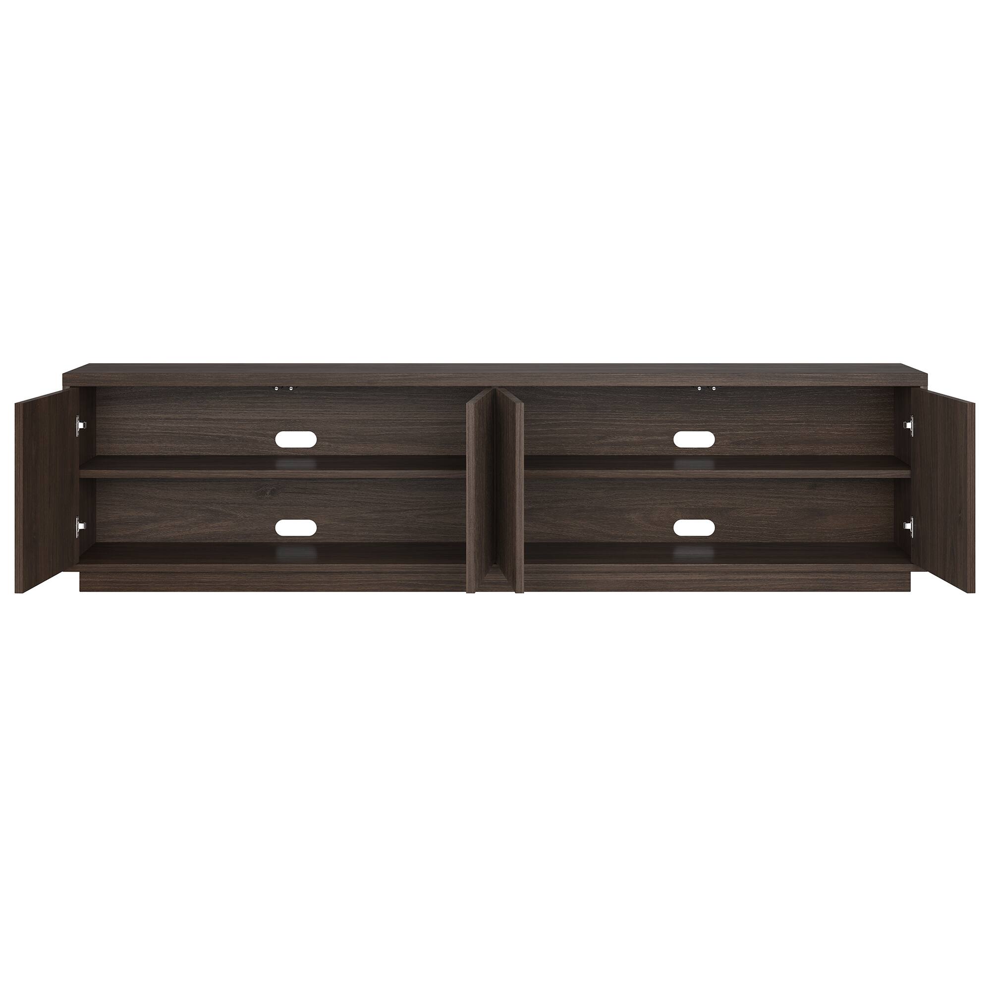 Alt View 1. Hudson&Canal - Hanson Rectangular Fluted TV Stand for TV's up to 85" in Alder Brown - Alder Brown.