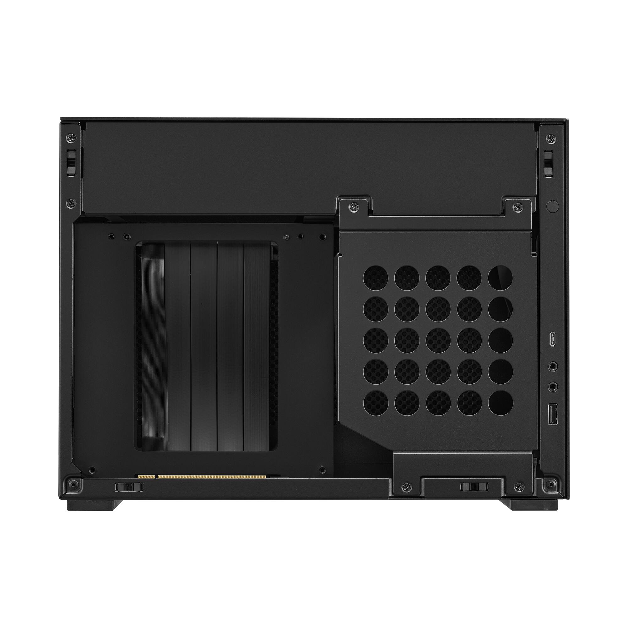 Alt View 1. Lian Li - A4-H2OX5 Mini-ITX PC Case, Triple-Slot Mount GPU, Aluminum Exterior & SPCC Steel Interior, 240mm AIO (A4-H2OX5) - Black.