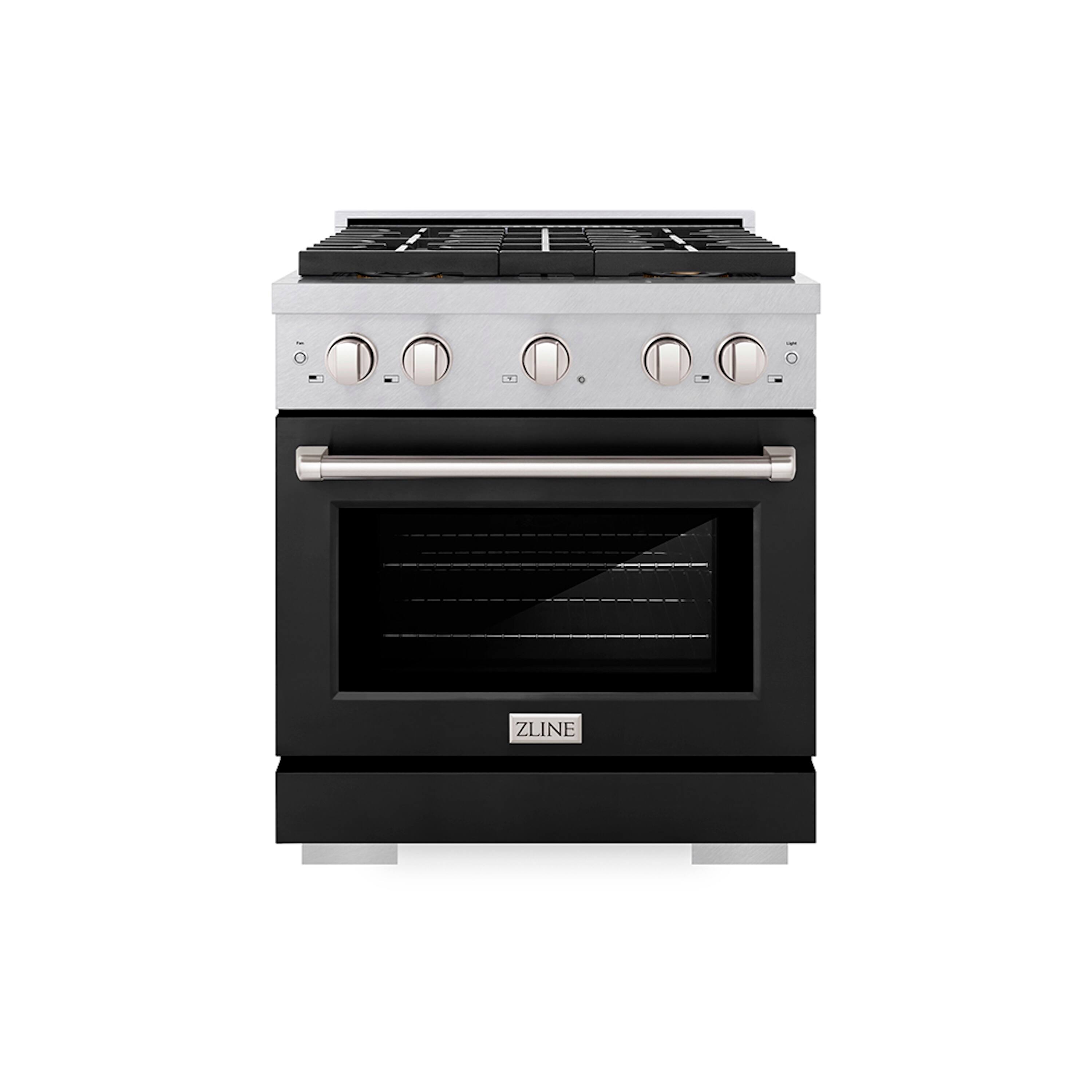 ZLINE - 30 in. 4.2 cu. ft. Freestanding Paramount Dual Fuel Range with DuoPro Cooktop - Satin Steel/Black Matte