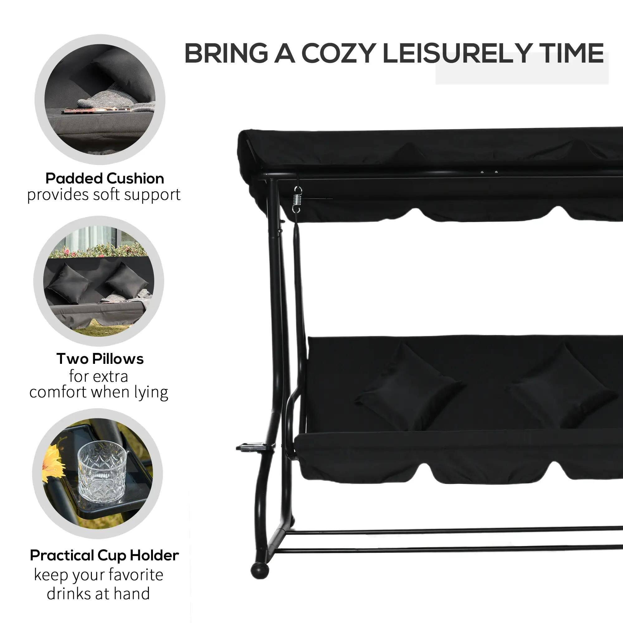 BRING A COZY LEISURE TIME

- Padded Cushion provides soft support
- Two Pillows for extra comfort when lying
- Practical Cup Holder keeps your favorite drinks at hand