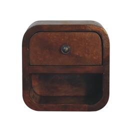 Artisan Furniture - Solid Wood Extra Mini Curved Chestnut Bedside with Open Slot, 1 Drawer - Dark Brown