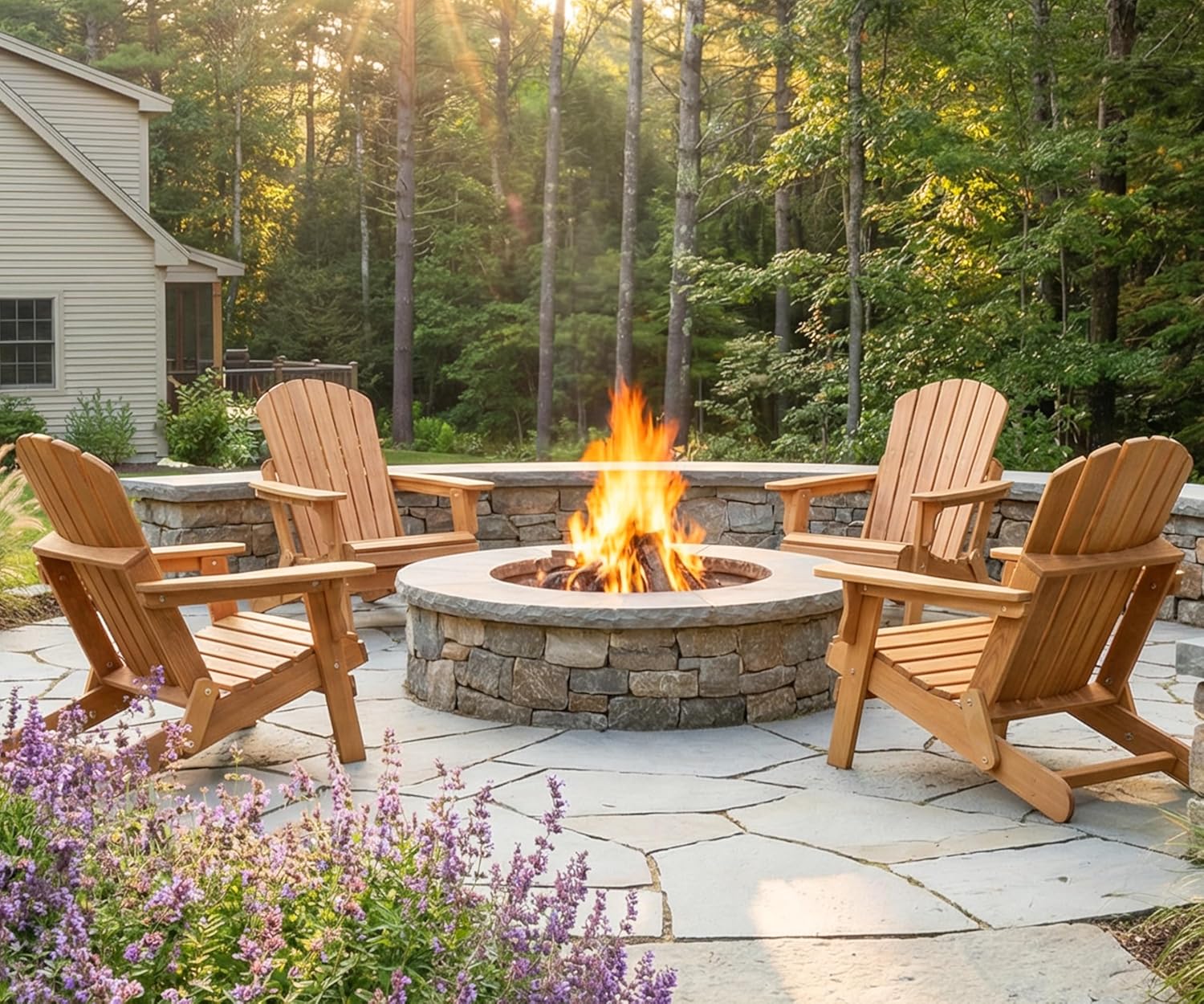 Alt View 7. Winado - 2PCS Portable Wooden Adirondack Chair Folding Patio Fire Pit Lounge Armchair Furniture for Indoor Outdoor Beach Poolside - Teak.