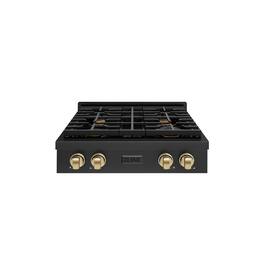 ZLINE - 30 in. Autograph Paramount Rangetop with Bronze Accents (SRTBZ-30-CB) - Black Stainless Steel