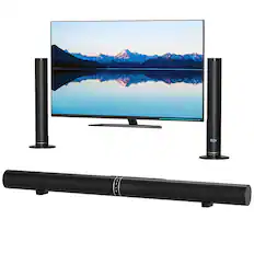 Front. Topteng - LP-1807 2.0CH Detachable Sound Bar with Wireless Subwoofer - Bluetooth 5.0, HDMI/OPT/AUX/USB, for Home Theater TV - Black.