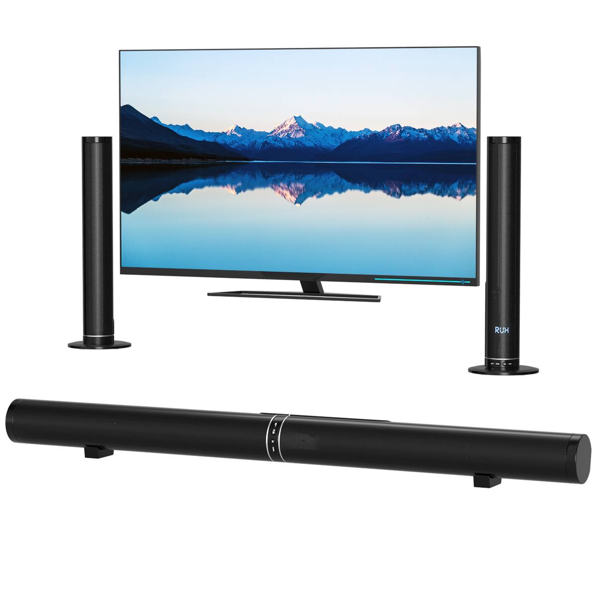 Front. Topteng - LP-1807 2.0CH Detachable Sound Bar with Wireless Subwoofer - Bluetooth 5.0, HDMI/OPT/AUX/USB, for Home Theater TV​ - Black.