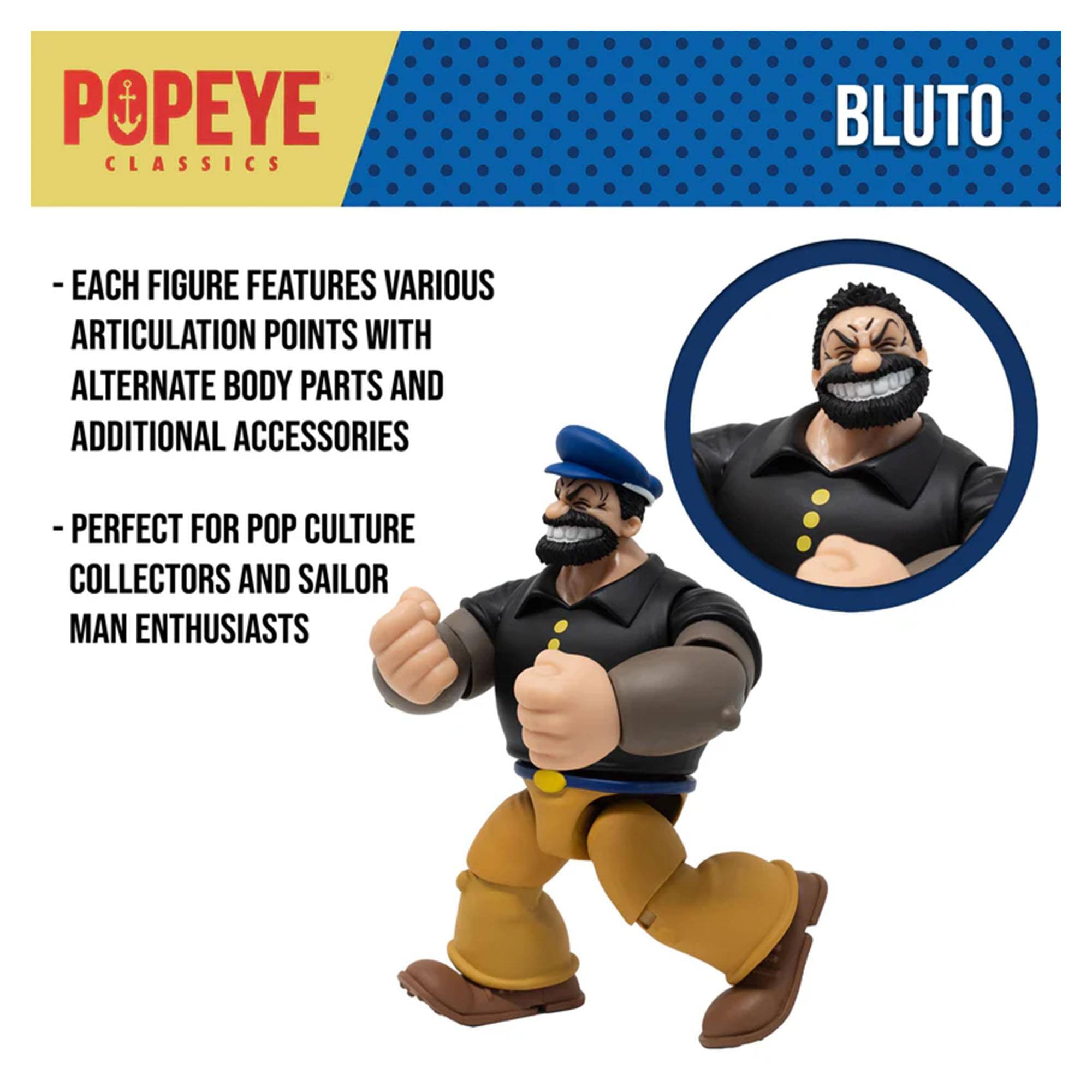 POPEYE CLASSICS BLUTO

- EACH FIGURE FEATURES VARIOUS ARTICULATION POINTS WITH ALTERNATE BODY PARTS AND ADDITIONAL ACCESSORIES
- PERFECT FOR POP CULTURE COLLECTORS AND SAILOR MAN ENTHUSIASTS