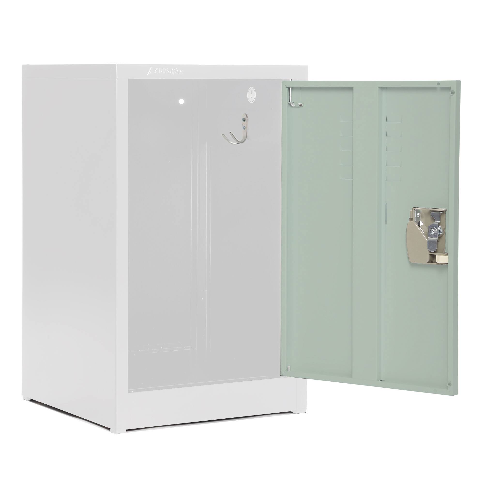 Left. AdirOffice - Storage Locker 629-Series 24" H 1-Tier Steel Locker with Key Lock - Misty Green.