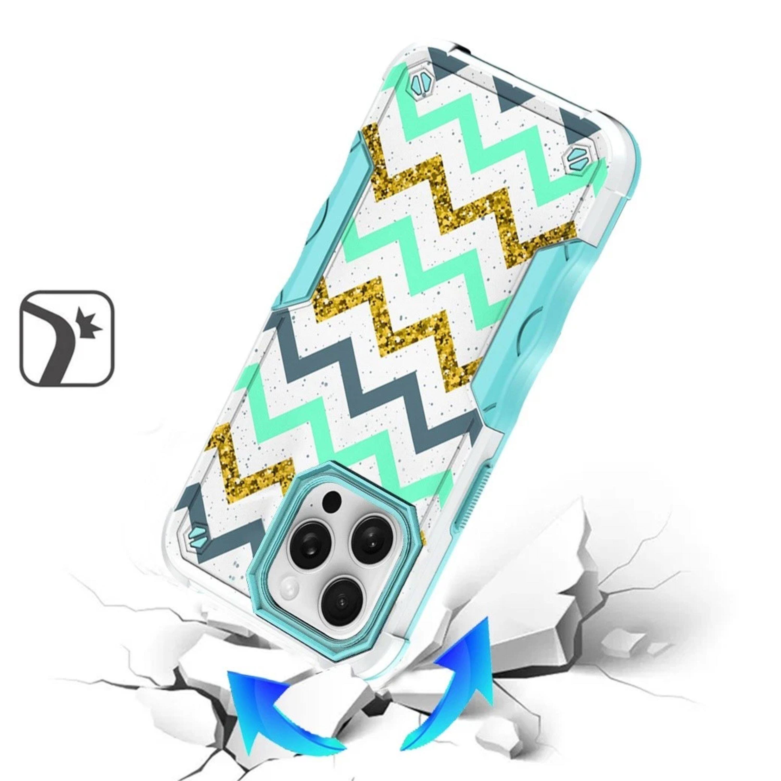 Back. Kitcheniva - Ergonomic Grip Design Shockproof Phone Case With 2 Pcs Tempered Glass For iPhone 15 Pro Max - Multicolor.