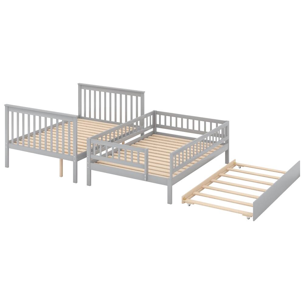 Alt View 6. Loheer - Loheer Full Over Full Bunk Bed with Trundle and Stairs Gray - Gray.