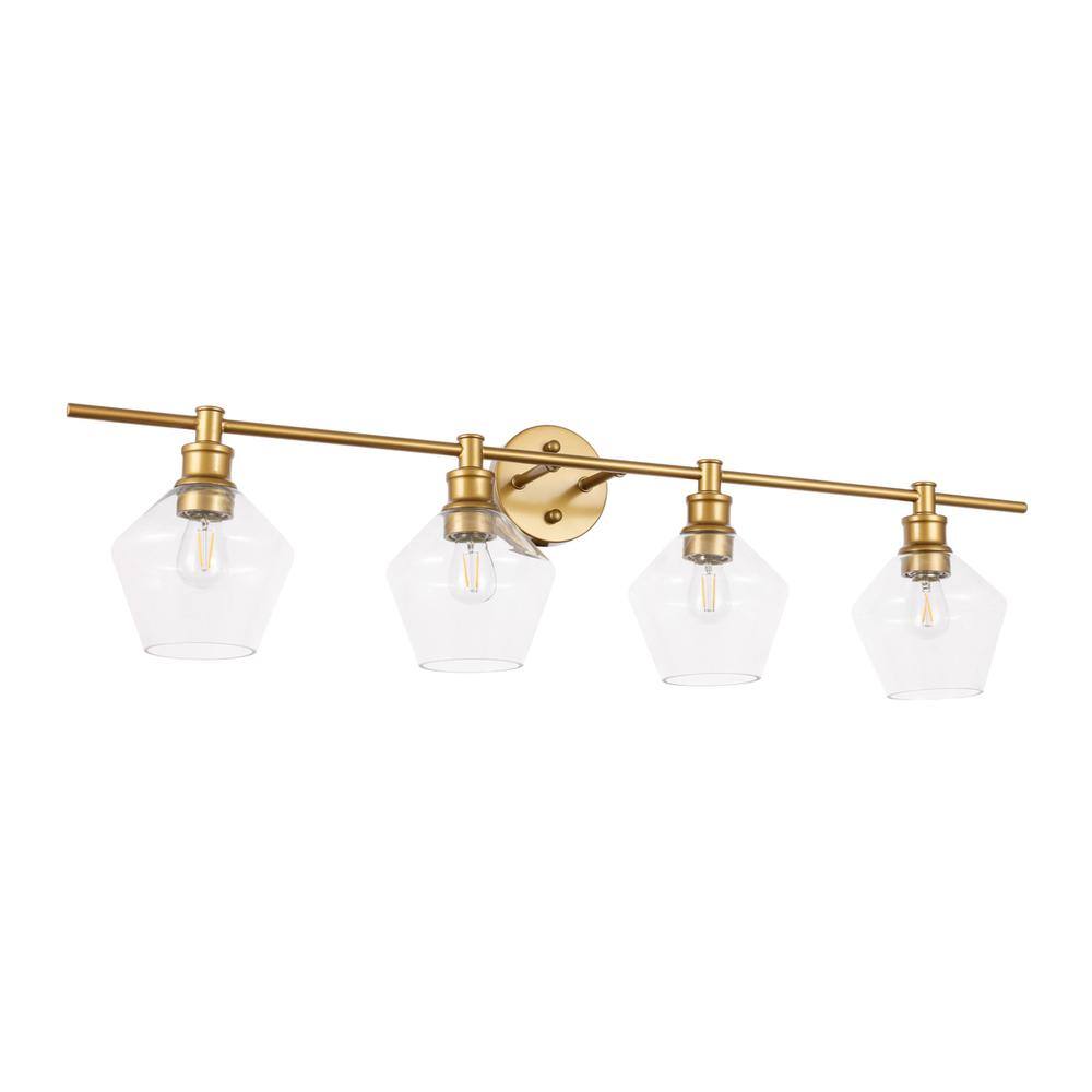 Left. Living District - Gene 4 light Brass and Clear glass Wall sconce - Brass And Clear Glass.