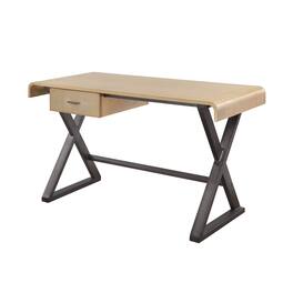 Manhattan Lane - Aluminum Patchwork Rectangular Desk with X Trestle Base, Gold and Black - Gold, Black