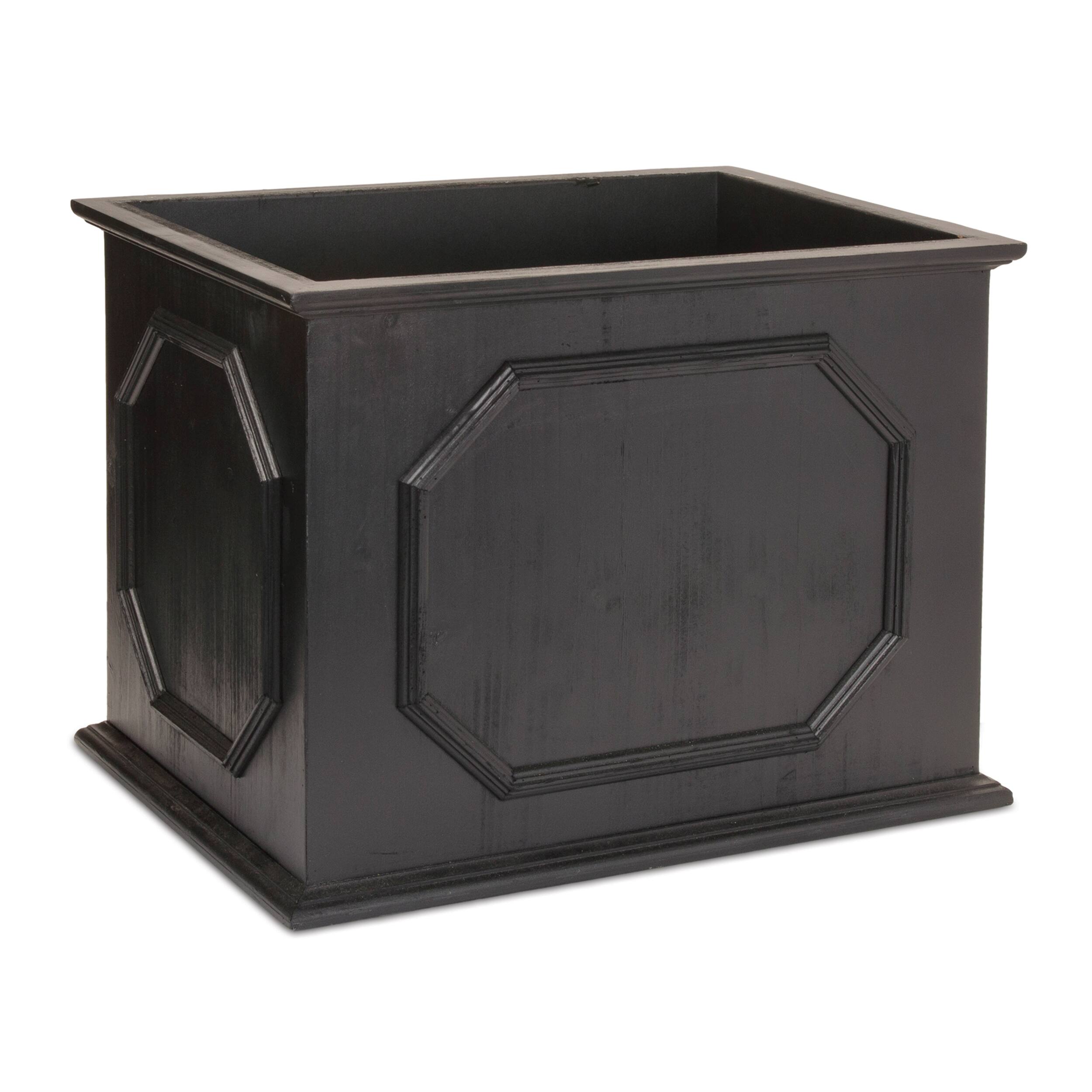 Angle. BreeBe - Wooden Box Planter (Set of 3) - Black.