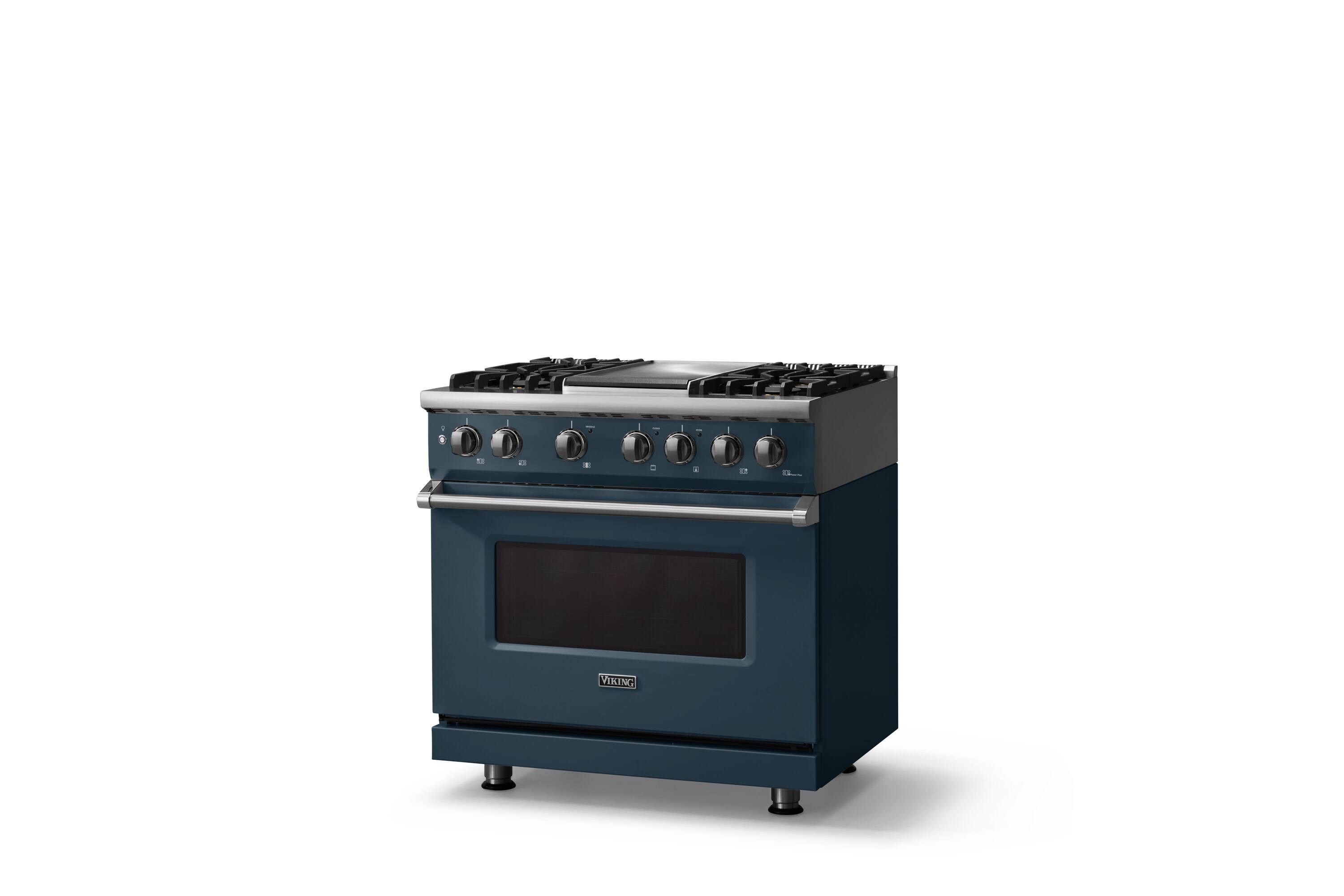 Angle. Viking - 36"W. 4 Burner Pro 5 Series 5.6 Cu. Ft. Freestanding Sealed LP Dual Fuel Convection Range/Griddle - Squall - Squall.