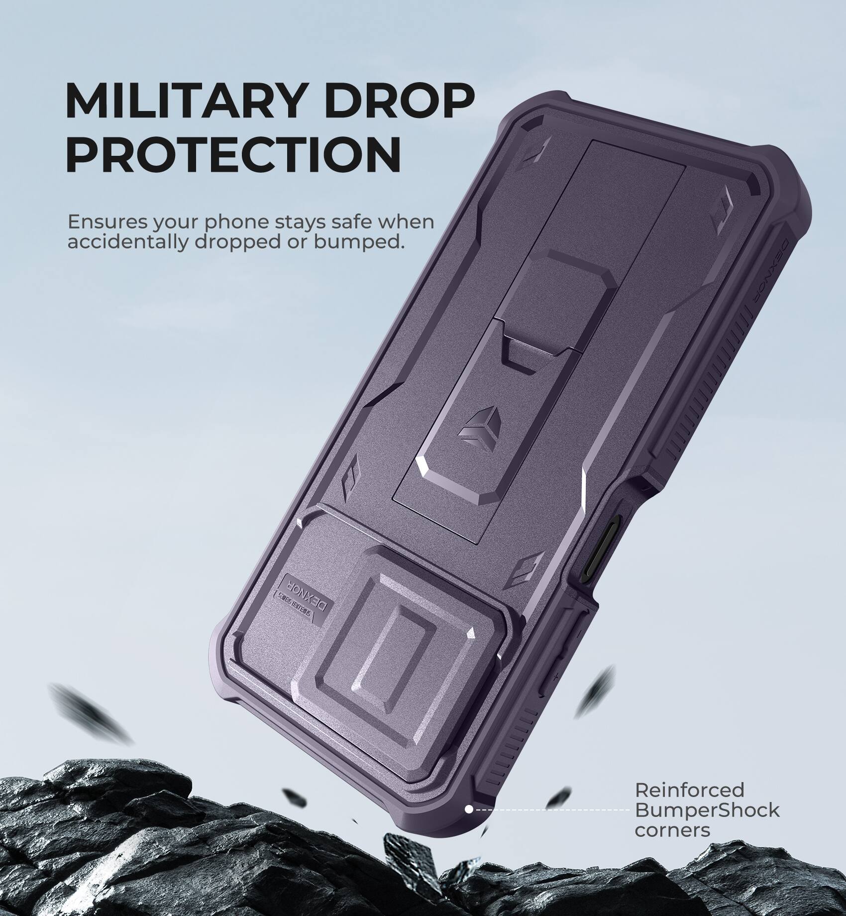 MILITARY DROP PROTECTION  
Ensures your phone stays safe when accidentally dropped or bumped.  

Reinforced BumperShock corners